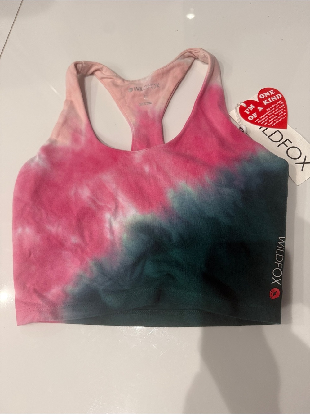 ✨NEW✨Wildfox Pink and Teal Tie-Dye Racerback Sports Bra